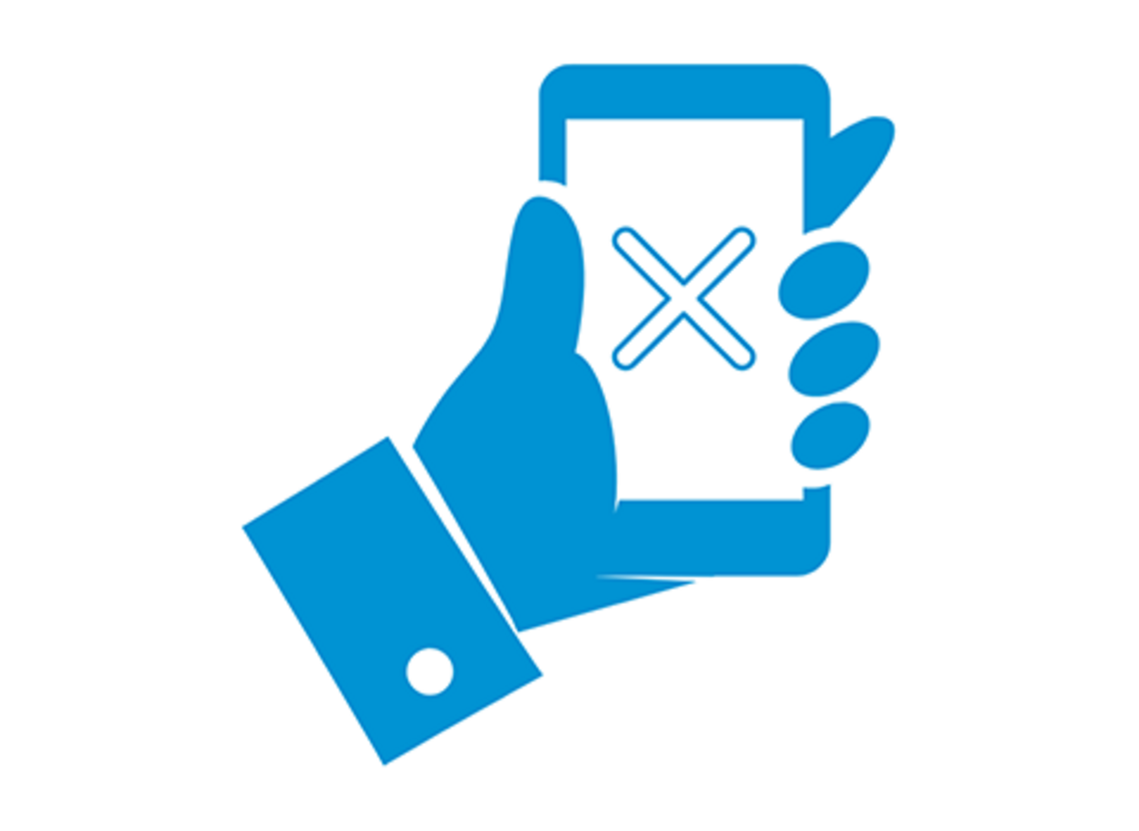 Ein blaues Icon mit dem Thema App funktioniert nicht.