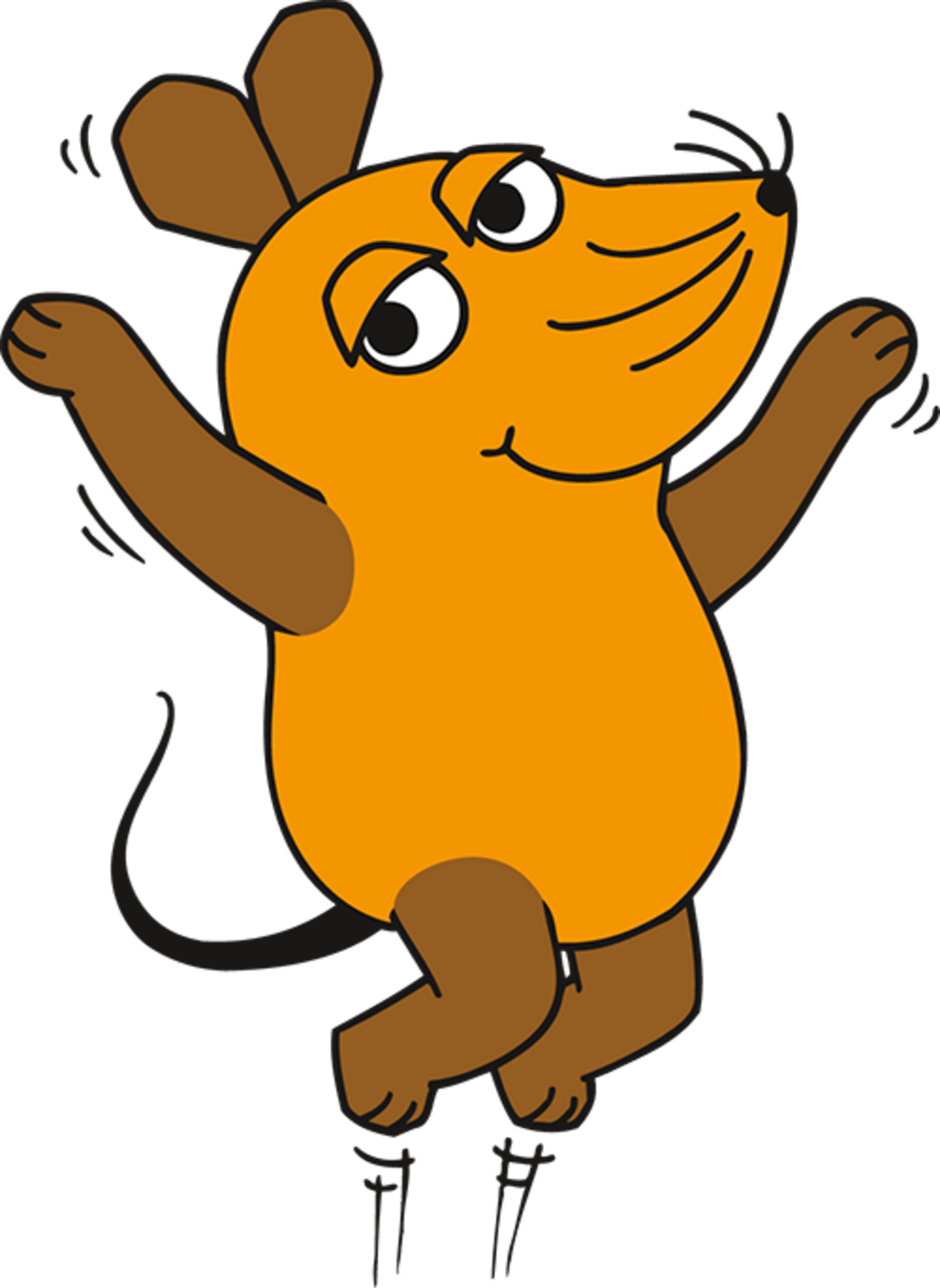 die Maus von der Sendung mit der Maus springt nach oben
