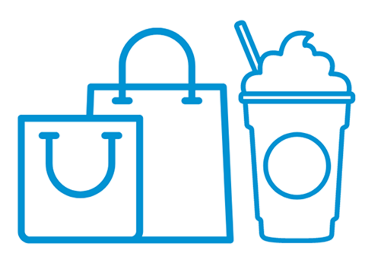 Ein blaues Icon mit dem Thema Shopping.